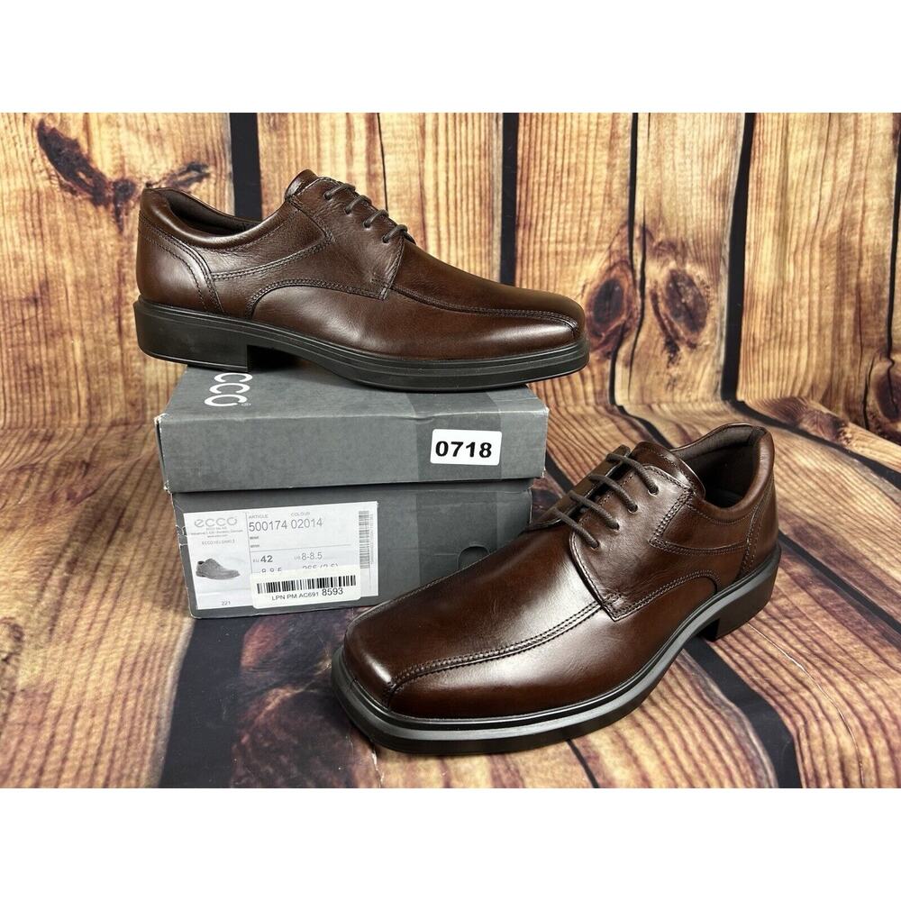 NIB Ecco Helsinki 2 Mink Brown Dress Shoes Men’s 8 - 8.5 EU Size 42 NEW Lace Up